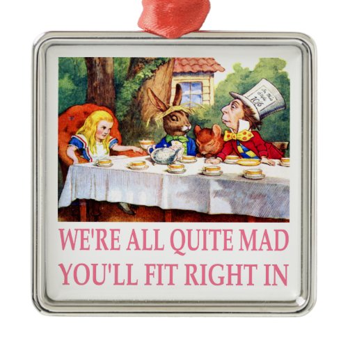 The Mad Hatter's Tea Party in Alice in Wonderland Metal Ornament