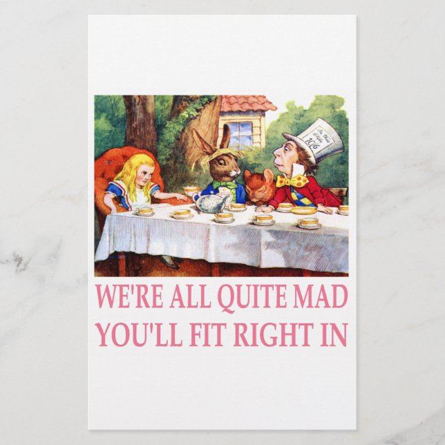 The Mad Hatter's Tea Party in Alice in Wonderland Stationery (Front)