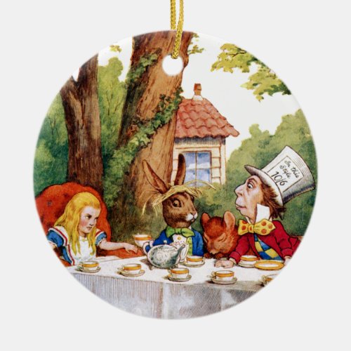 The Mad Hatters Tea Party in Wonderland Ceramic Ornament