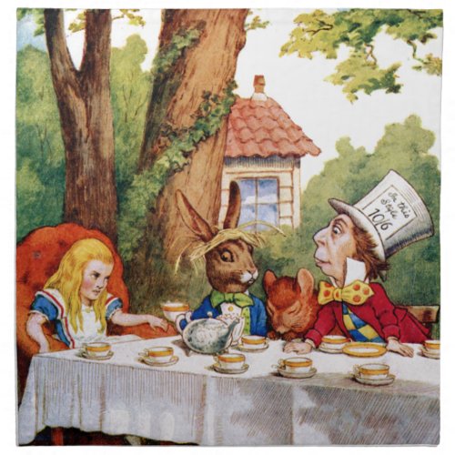 The Mad Hatters Tea Party in Wonderland Cloth Napkin