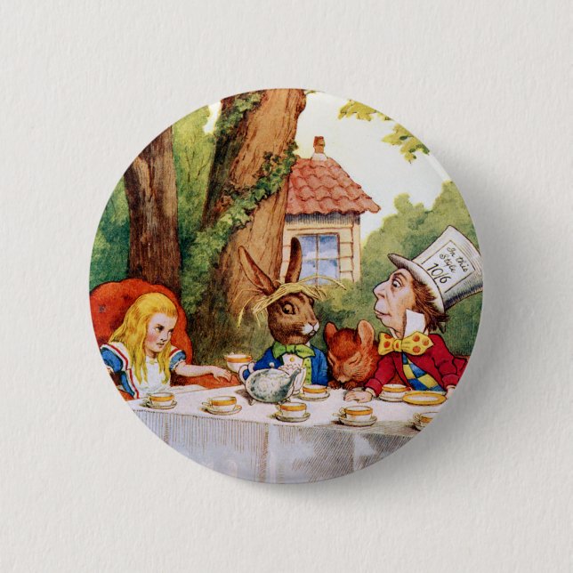 The Mad Hatter's Tea Party in Wonderland Pinback Button (Front)