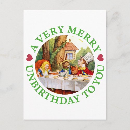 THE MAD HATTERS TEA PARTY INVITATION POSTCARD