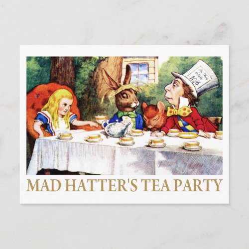 THE MAD HATTERS TEA PARTY INVITATION POSTCARD