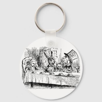 The Mad Hatter's Tea Party Keychain by FaerieRita at Zazzle