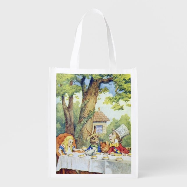 The Mad Hatter's Tea Party Reusable Grocery Bag (Front)