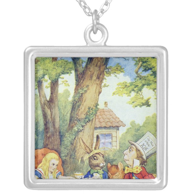 The Mad Hatter's Tea Party Silver Plated Necklace (Front)