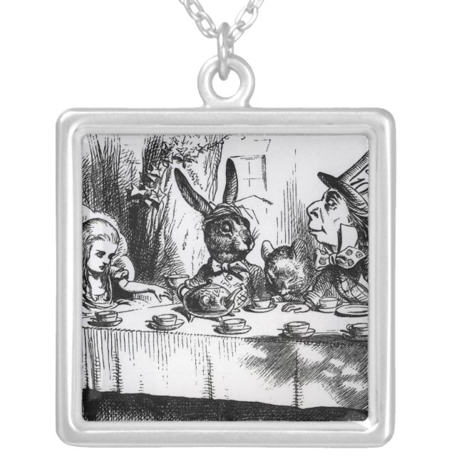 The Mad Hatter's Tea Party Silver Plated Necklace (Front)