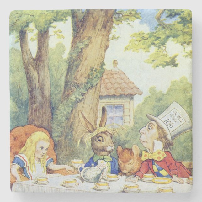 The Mad Hatter's Tea Party Stone Coaster (Front)
