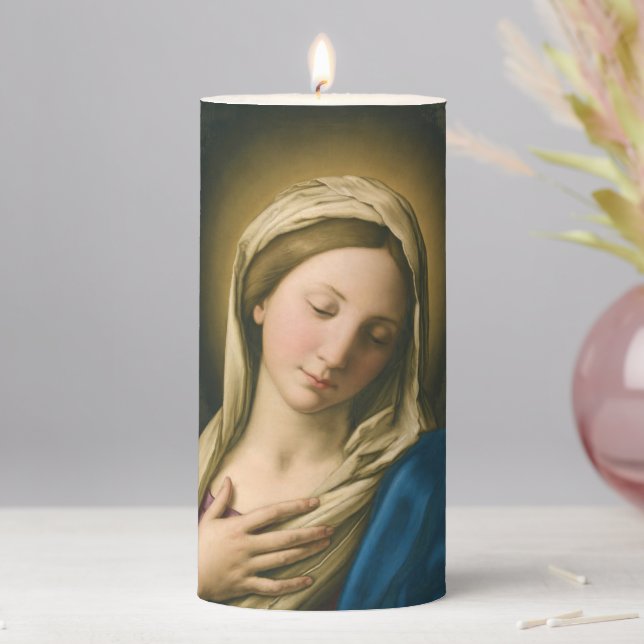 The Madonna At Prayer  Pillar Candle (In Situ)