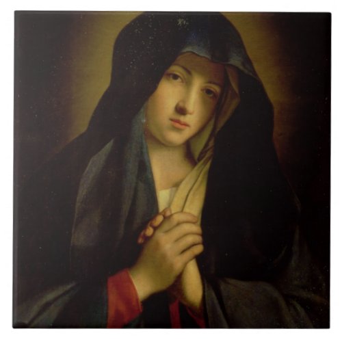 The Madonna in Sorrow oil on canvas Ceramic Tile