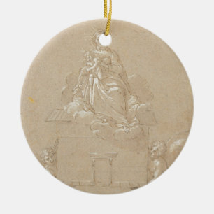 The Madonna of Loreto (pen and ink) Ceramic Ornament