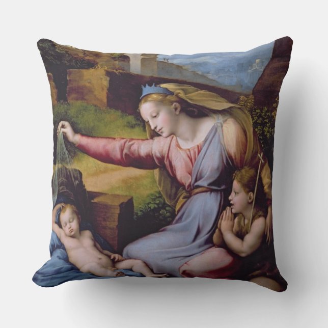 The Madonna of the Blue Diadem or The Madonna of t Throw Pillow (Front)