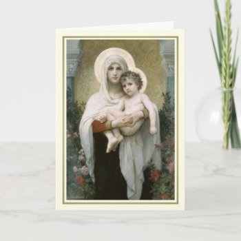 The Madonna Of The Roses Holiday Card by Vintagearian at Zazzle
