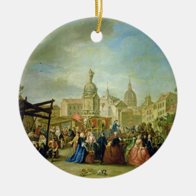 The Madrid Fair in the Plaza de la Cebeda (oil on Ceramic Ornament (Front)