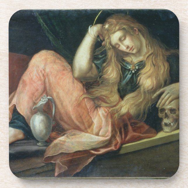 The Magdalene (oil on canvas) Beverage Coaster (Front)
