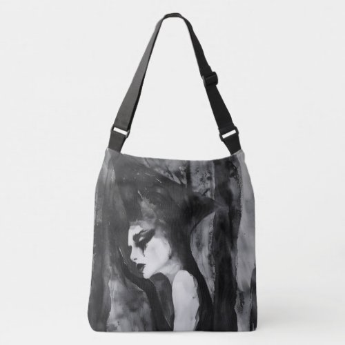 THE MAGE Black and White Abstract Art  Crossbody Bag