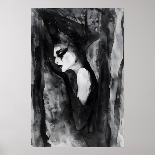THE MAGE Black and White Abstract Art Picture Poster