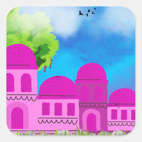 The Magenta Mosque Square Sticker