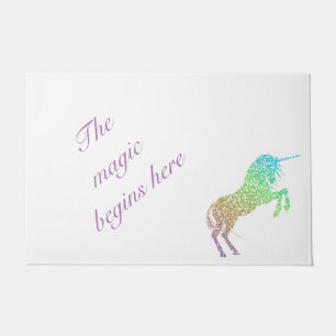 The Magic Begins Here Unicorn Door Mat