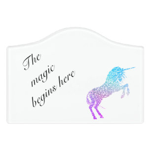 The Magic Begins Here Unicorn Door Sign