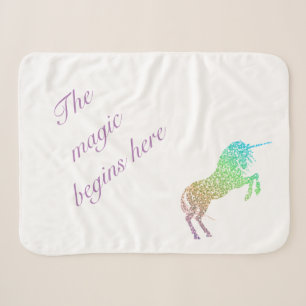 The Magic Begins Here Unicorn Sherpa Blanket