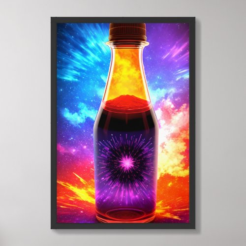 The Magic Bottle  A nuclear explosion in a bottle Framed Art