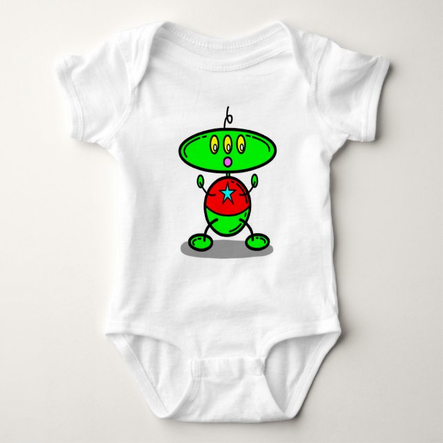The Magic Crayons Green Baby Kids Robot T-Shirt Baby Bodysuit (Front)