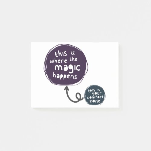The magic happens outside your comfort zone post_it notes
