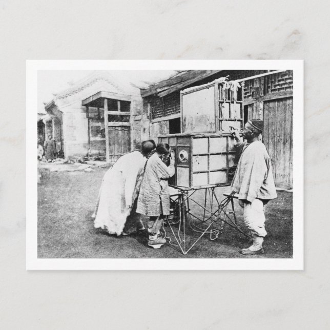 The magic lantern, c.1870 (b/w photo) postcard (Front)