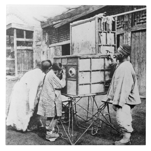 The magic lantern, c.1870 (b/w photo) tile (Front)