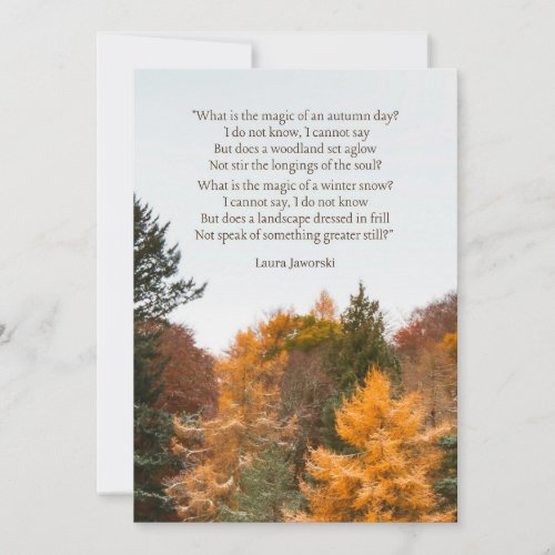 The Magic of an Autumn Day by Laura Jaworski Holiday Card