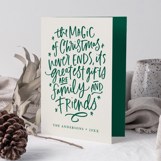 The Magic of Christmas Beige and Green Non-Photo Holiday Card (Creator Uploaded)