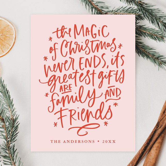 The Magic of Christmas Blush and Orange Non-Photo Holiday Postcard (Creator Uploaded)