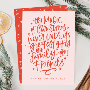 The Magic of Christmas Blush & Orange Non-Photo Holiday Card