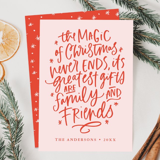 The Magic of Christmas Blush & Orange Non-Photo Holiday Card (Creator Uploaded)