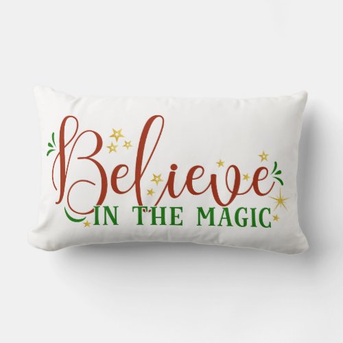 The Magic of Christmas Red Green Lumbar Pillow