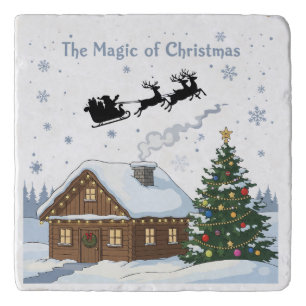 The Magic of Christmas   Santa's Sleigh & Cozy  Trivet