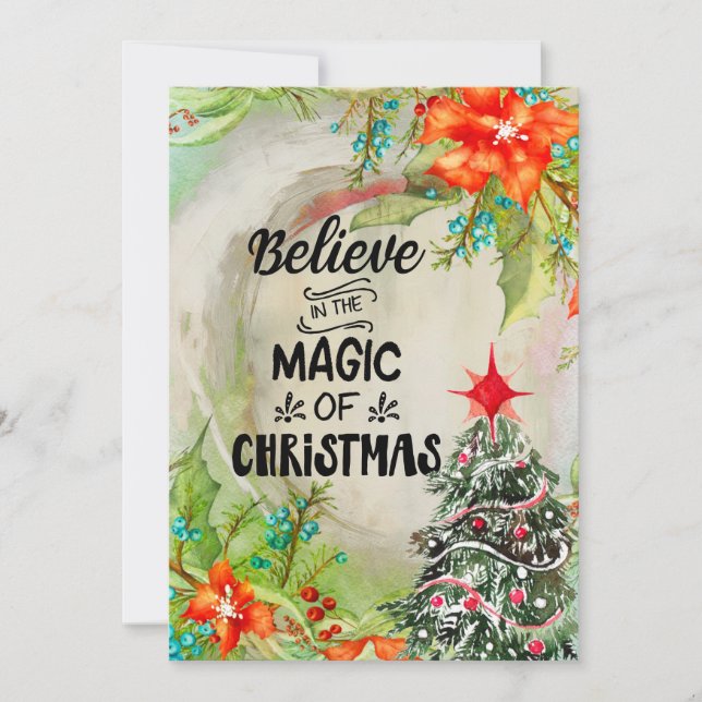 The Magic of Christmas Tree & Gifts Holiday Card (Front)