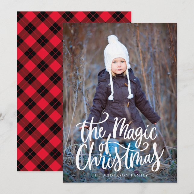 The Magic of Christmas Typography Overlay Photo Holiday Card (Front/Back)