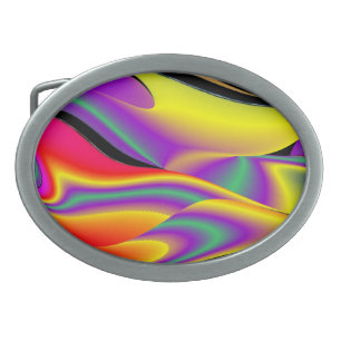 The Magic of Colors , Abstract 3D Rainbowart Belt Buckle