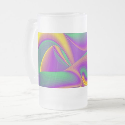 The Magic of Colors  Abstract 3D Rainbowart Frosted Glass Beer Mug