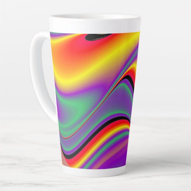 The Magic of Colors , Abstract 3D Rainbowart Latte Mug (Left Angle)