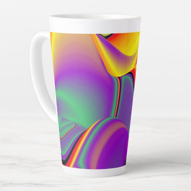 The Magic of Colors , Abstract 3D Rainbowart Latte Mug (Left Angle)