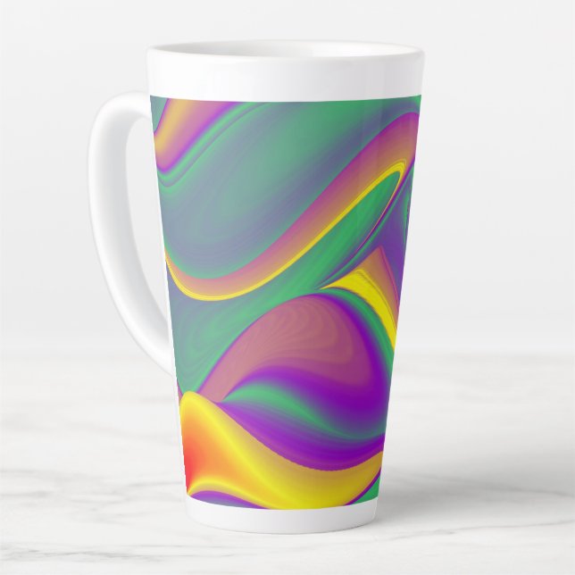 The Magic of Colors , Abstract 3D Rainbowart Latte Mug (Left Angle)