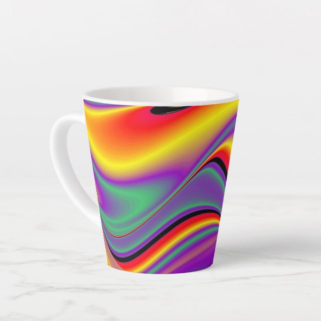 The Magic of Colors , Abstract 3D Rainbowart Latte Mug (Left Angle)