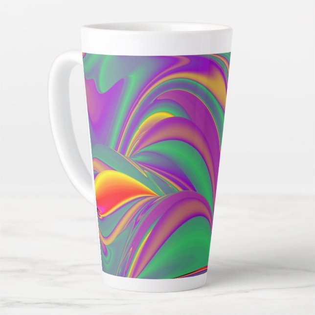The Magic of Colors , Abstract 3D Rainbowart Latte Mug (Left Angle)