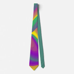 The Magic of Colors , Abstract 3D Rainbowart Neck Tie