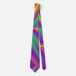 The Magic of Colors , Abstract 3D Rainbowart Neck Tie