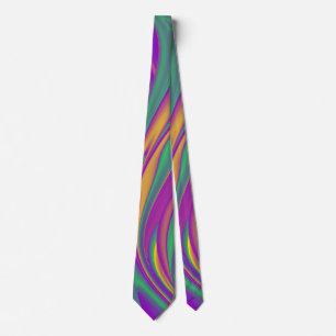 The Magic of Colors , Abstract 3D Rainbowart Neck Tie