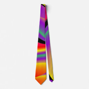 The Magic of Colors , Abstract 3D Rainbowart Neck Tie